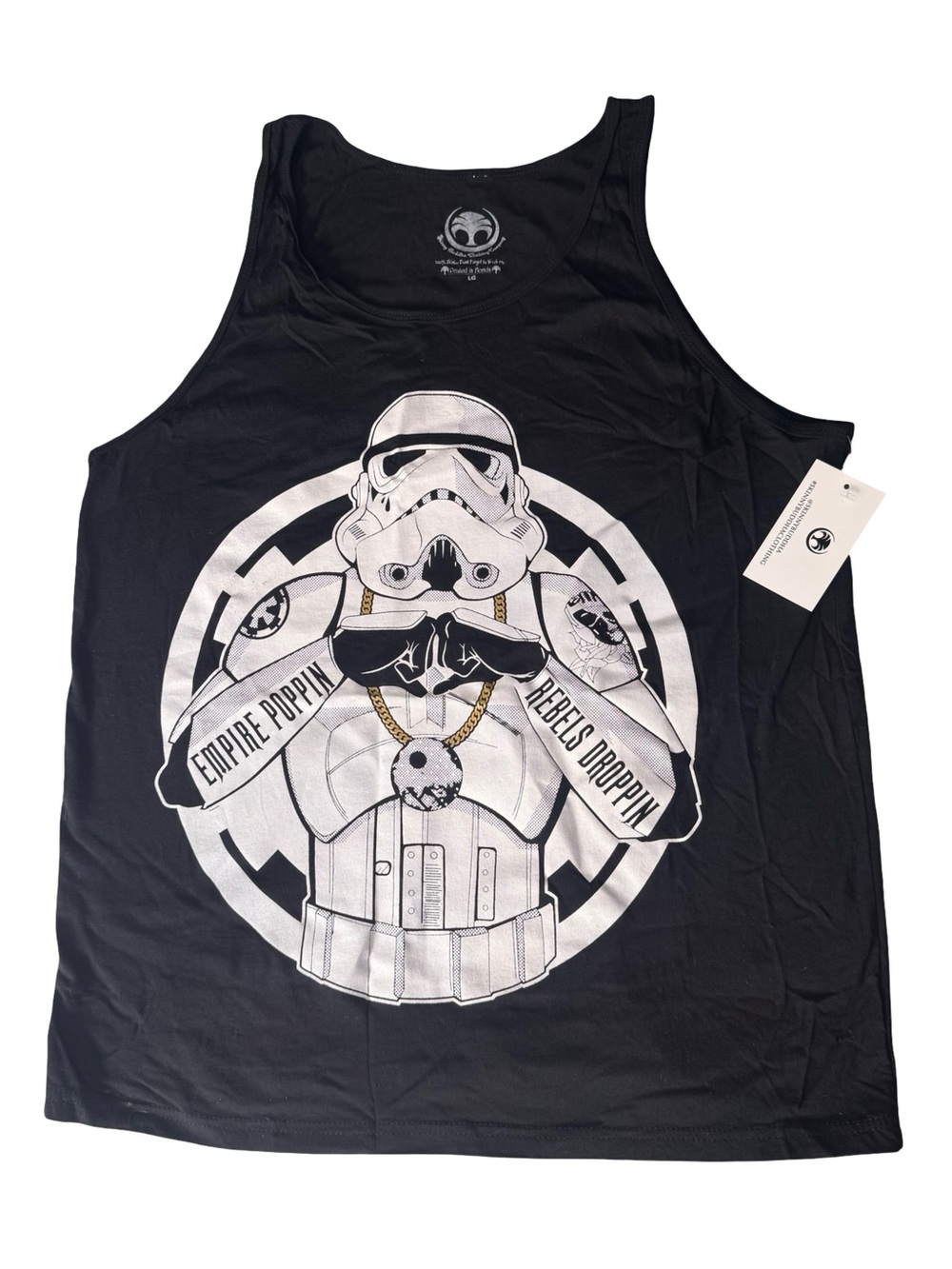 Star Wars Black Tank Top with White Stormtrooper Graphic